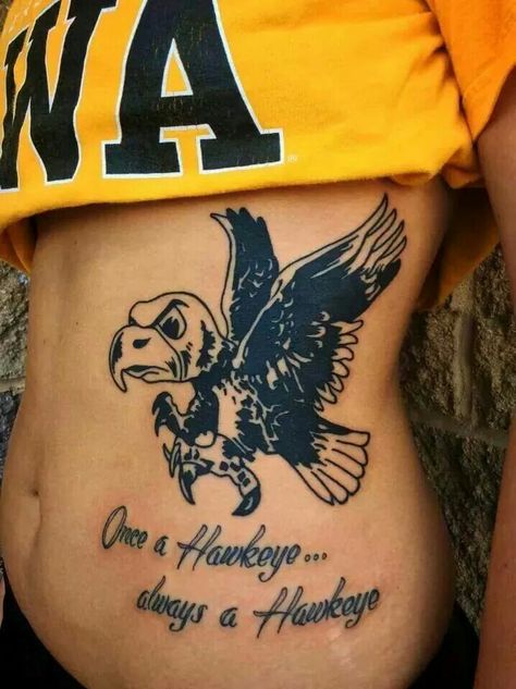 Hawk tat Iowa Hawkeyes Tattoo, Iowa Hawkeye Tattoo, Hawkeye Tattoo, Iowa Tattoo, Tattoos Pictures, Iowa Hawkeye, City Tattoo, Badass Tattoos, Iowa City