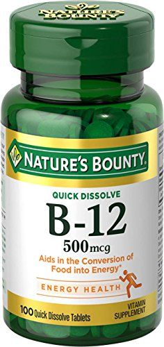 Natures Bounty B12 500 mcg 100 Quick Dissolve Tablets ** You can get more details by clicking on the image. (Note:Amazon affiliate link) #Vitamin Folic Acid Tablets, Natures Bounty, Vitamin B 12, B12 Vitamin Supplement, Cell Growth, B 12, Nature's Bounty, Healthy Heart, Vitamins Supplements