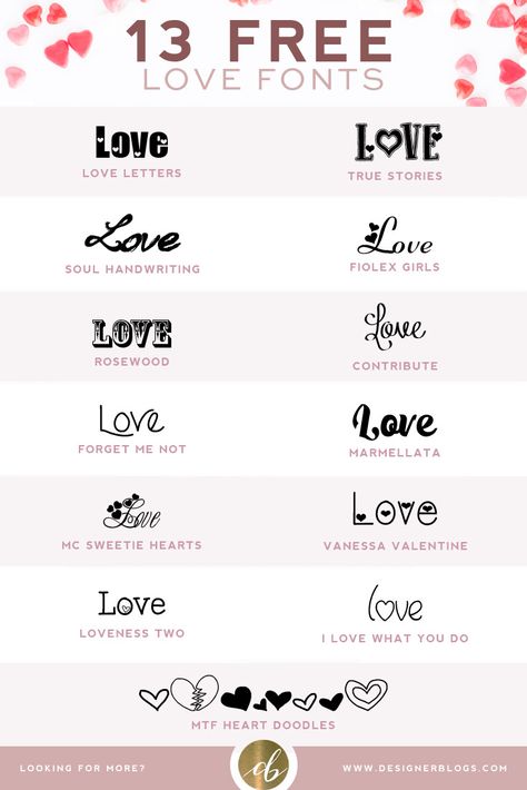 FREE Valentine's Day Fonts | DesignerBlogs.com Love Font Word, Love In Different Fonts, Love Font Design, Vday Picnic, Fonts With Hearts, Valentines Font, Heart Fonts, Valentine Fonts, Love Fonts