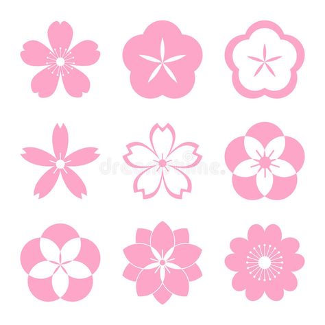 Cherry blossom icon set vector illustration Cherry Blossom Icon, Sakura Logo, Blossom Icon, Cherry Blossom Vector, Elements For Design, Illustration Elements, Flower Games, Cherry Blossoms Illustration, Sakura Art