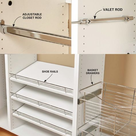 Build Your Own Melamine Closet Organizer | Family Handyman Melamine Shelving, Closet Wall Organizer, Closet Organizer Plans, Rustic Closet, Closet Planning, Kitchen Closet, Closet Kits, Closet Rods, White Closet