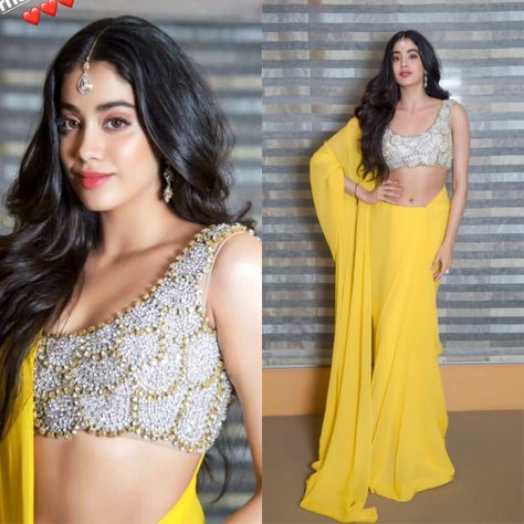 Janhvi kapoor in yellow saree for deepika padukone Wedding Reception 😍 Yellow Saree Ideas, Khushi Kapoor Yellow Outfit, Janhvi Kapoor Yellow Saree, Jhanvi Kapoor Yellow Saree, Deepika Padukone Wedding, Mafia Jungkook, Hair With Straightener, Hot Sarees, Jungkook Ff