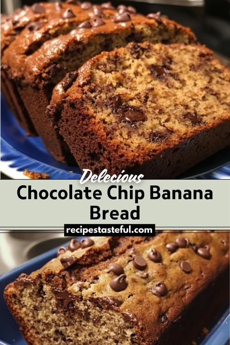 Chocolate Chip Banana Bread blends moist, flavorful banana bread with the irresistible addition of chocolate chips. Ideal for breakfast, dessert, or a delicious snack, this recipe offers a perfect balance of sweetness and richness. Banana Bread And Chocolate Chip Recipe, 2 Bananas Banana Bread Chocolate Chips, Chocolate Chip Banana Bread With Buttermilk, Homemade Chocolate Chip Banana Bread, Banana Quick Bread Recipes, Chocolate Chip Banana Bread Recipe Moist, Best Chocolate Chip Banana Bread Recipe, Banana Nut Chocolate Chip Bread, Choco Chip Banana Bread Recipe