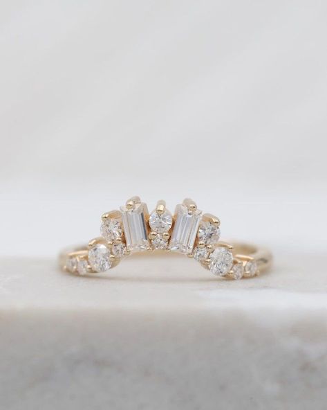 Baguette Wedding Band, Minimalist Diamond Rings, Gold Wedding Bands Women, Unique Gold Rings, Dainty Wedding, Promise Band, Stacked Wedding Rings, Moissanite Band, Yellow Gold Wedding Band