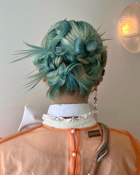 braid updo 2000s Updo, Unique Updos, Braid Updo, Creative Hair, Creative Hairstyles, Hair Updo, Braided Updo, Hair Updos, Hair Inspo