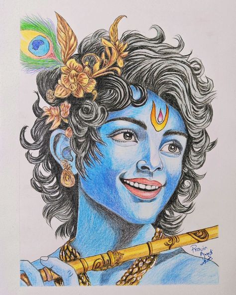 My New Drawing of Lord Krishna by Colour Pencil Krishna Drawing Colour, Lord Krishna Drawing, Krishna Drawing, New Drawing, Colour Pencil, Lord Krishna, Colored Pencils, Krishna, Pencil