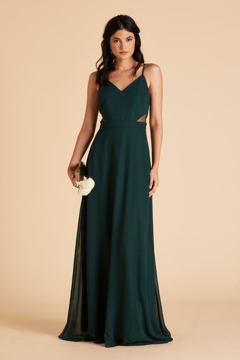 Lin Chiffon Bridesmaid Dress in Emerald – Birdy Grey Flattering Bridesmaid Dresses, Dress Designs For Girls, Emerald Green Prom Dress, Chic Bridesmaid Dresses, Sage Bridesmaid Dresses, Grey Bridesmaids, Perfect Bridesmaid Dress, Birdy Grey, Affordable Bridesmaid Dresses