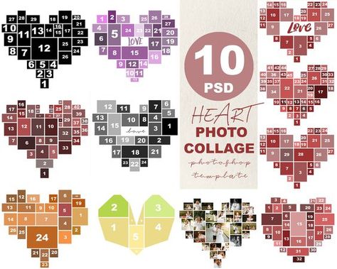 Heart Photo Collage Printable, Gift for Valentine's Day, Digital collage, Anniversary gift, Personalized Photo Collage, Family Heart Collage Heart Collage Template Layout, Art Collage On Wall, Heart Picture Collage Layout 4x6, Heart Of Photos, Picture Wall Ideas Heart, Anniversary Photo Collage Ideas, Heart Photo Collage Template 4x6, Heart Collage Of Pictures, Heart Out Of Pictures