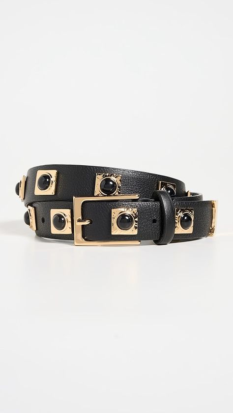 Aureum No. 2 Black Studded Belt | Shopbop Black Studded Belt, Studded Belt, Fall Accessories, Gold Branding, Fall 2024, Gold Studs, Autumn Summer, Designer Clothing, New Arrivals