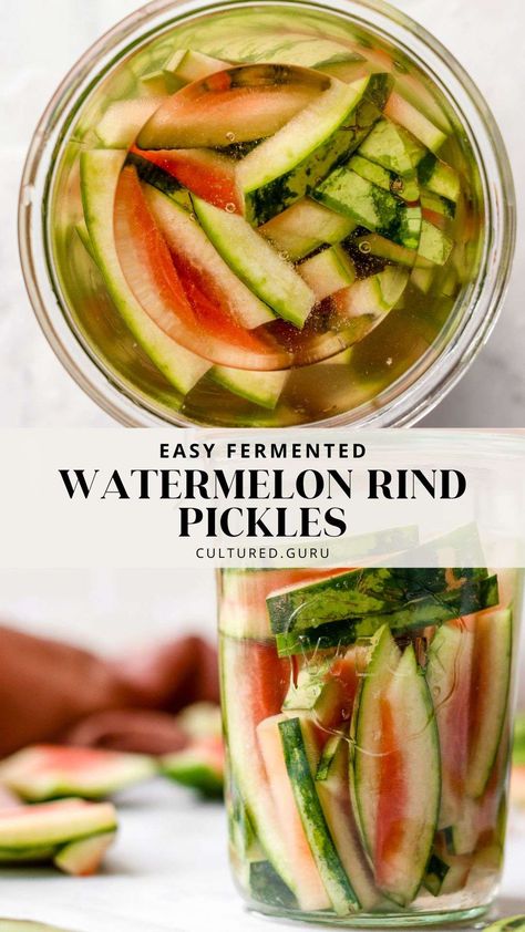 Pickles Watermelon Rind, Pickling Watermelon Rind, How To Pickle Watermelon Rind, Pickled Canning Recipes, Pickled Watermelon Rind Recipe Easy, Preserving Watermelon, Fermented Watermelon, Fermented Pickles Recipe, Watermelon Rind Preserves