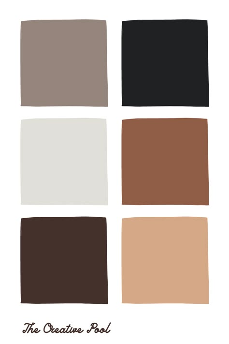 A neutral color palette made up of brown and grey tones. #colorinspiration #brandcolors #colorscheme Neutral Color Palette, Brown Color Palette, Grey Color Palette, Grey Color Scheme, Brand Color Palette, Color Palette Design, Dark Brown Color, Shades Of Brown, Color Inspo