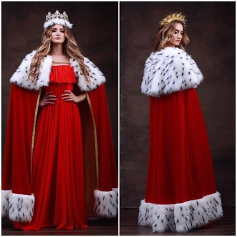 Royal Queen Costume, Royal Cape Queens, Royal Cape King, Technoblade Outfit, Queen Cloak, King Outfits Royal, Red Cape Costume, Techno Cosplay, Queen Reference