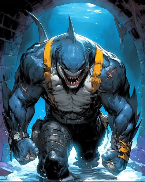 King Shark, Animal Drawings Sketches, Dc Villains, Monster Concept Art, Fantasy Monster, Dc Comics Art, Dungeon Master, Superhero Art, Anime Ships