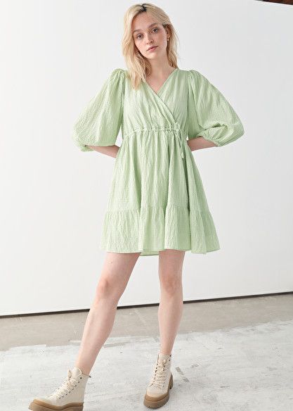 Other Stories Dress, Dress Sage, Sequin Midi Dress, Tent Dress, Green Mini Dress, Tiered Midi Dress, Cotton Midi Dress, 70 Dress, Midi Dress With Sleeves