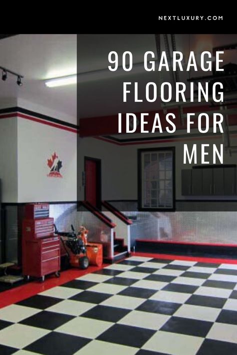 Every guy wants his garage to feel like a masculine hangout, but this honorable feat is nearly impossible to pull off without renovating the flooring. Fortunately, a unique design element on the ground level can create luxurious grandeur.To unlock urbane sensibilities within your garage, the regular concrete floor has got to go. #nextluxury #homedesign #homedecor #homedecorideas Garage Floor Design Ideas, Garage Seating Ideas, Cool Garage Ideas, Garage Floor Ideas, Garage Flooring Ideas, Paint Tiles, Garage Clutter, Concrete Garage, Garage Floors