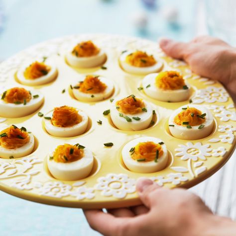 Check out Truffled Deviled Eggs recipe and more from Sur La Table! Truffle Deviled Eggs, Easter Deviled Eggs, Egg Timer, Deviled Eggs Recipe, Truffle Oil, Eggs Recipe, Easter Dinner, Easter Brunch, Deviled Eggs