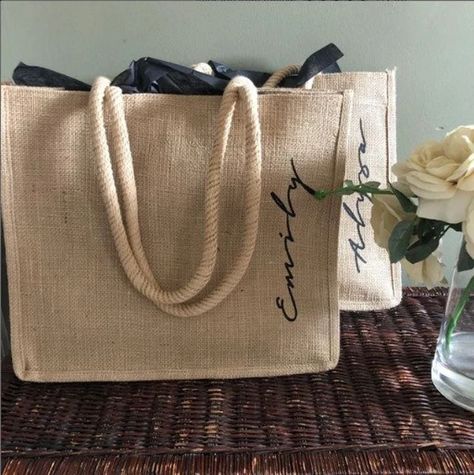 Jute Beach Bag, Bachelorette Gift Bags, Wedding Tote Bag, Bridesmaid Tote Bags, Burlap Tote, Bridesmaid Gift Bags, Wedding Bags, Wedding Tote, Burlap Bags