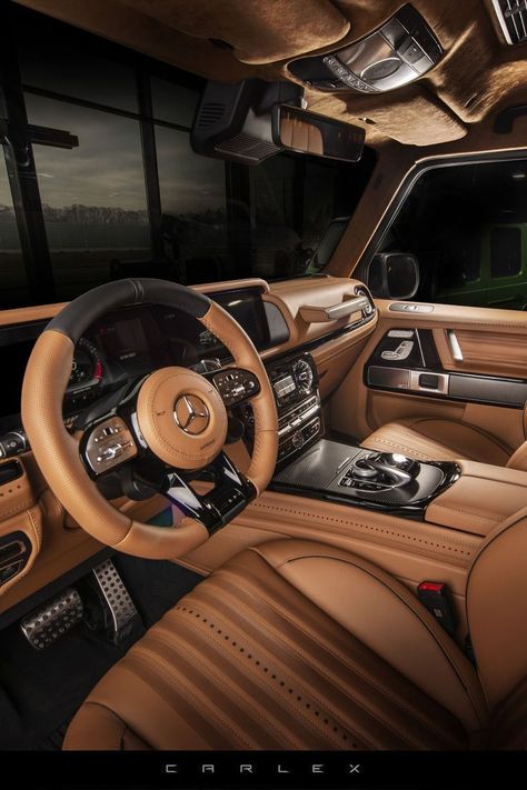 Suv Cars Luxury Interior, Mercedes G Class Black Interior, Mercedes G Wagon Aesthetic Interior, Mercedes Benz Brown Interior, Mercedes Brown Interior, Gwagon Mercedes Brown, G Class Benz, G Wagon Brown Interior, Tan G Wagon