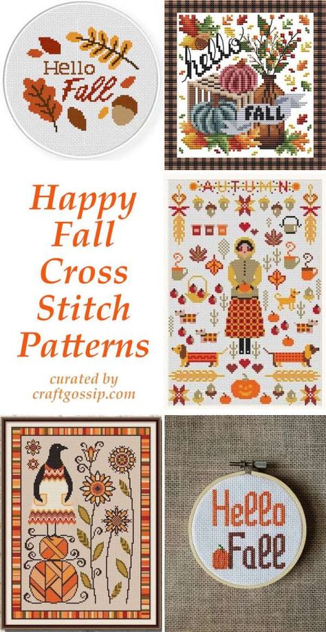 Cross Stitch Patterns to Welcome Fall – Cross-Stitch #crossstitchpatterns #cross-stitchpatterns #freecrossstitchpatterns  #crossstitchcharts #fallcrossstitchpatterns Fall Cross Stitch Patterns, Christian Cross Stitch Patterns, Free Cross Stitch Designs, Autumn Cross Stitch Patterns, Cross Stitch Sampler Patterns, Pumpkin Cross Stitch, Fall Cross Stitch, Unique Cross Stitch, Free Cross Stitch Charts