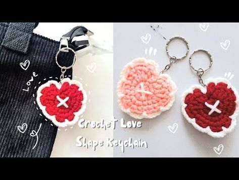 ❤️How To Crochet Love Shape Keychain | Simple |Cute | Aesthetic❤️ - YouTube Crochet Pattern Free Keychain, Easy Crochet Keychain, Invisible Join, Blouse Crochet, Diy Crochet Patterns, Crochet Tutorial Pattern, Crochet Hair Clips, Crochet Idea, Keychain Crochet