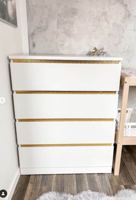 23 Amazing Ikea Malm Hacks You Need To Try Ikea Malm Gold, Ikea Malm Gloss White, Ikea Tall Malm Dresser Hack, Ikea Malm Dresser Hack Bedroom, Add Legs To Ikea Malm Dresser, Painted Malm Drawers, Malm Built In Hack, Malm 3 Drawer Chest As Nightstand, Ikea Malm 4 Drawer Dresser Hack