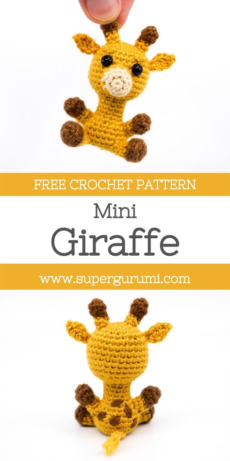 This free amigurumi giraffe crochet pattern is crocheted easily and quickly and is perfect as decorative figurine, gift or key chain. Make your loved ones happy with this little giraffe by supergurumi. #Amigurumi #Crochet Crochet Mini Giraffe Free Pattern, Amiguri Free Patterns, Crochet Amigurumi Giraffe, Free Crochet Applique Patterns Animals, Giraffe Gift Ideas, Crochet Keychain Animals Free Pattern, Mini Amigurumi Animals, Crochet Patterns Giraffe, Quick Crochet Gifts To Make