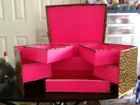 cardboard box storage Makeup Box Diy, Diy Makeup Organizer Cardboard, Diy Storage Box, Diy Organizers, Diy Makeup Organizer, Cardboard Box Diy, Cardboard Storage, Box Crafts, Makeup Organization Diy