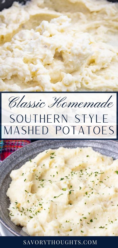 Simple, budget-friendly and one of the ultimate comfort foods, Southern Mashed Potatoes deserve a place at dinner time. Thanksgiving Recipes Dessert, Thanksgiving Diner, Southern Cooking Recipes, Southern Recipe, Homemade Mashed Potatoes, Delicious Appetizers, Southern Recipes Soul Food, Diner Recept, Southern Dishes