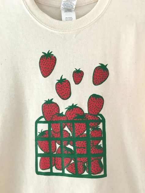 Strawberry T-Shirt Screen Print Shirt Clothing Gift Foodie | Etsy Foodie Outfit, Strawberry Shirt, Food Shirt, Screen Printed Tshirts, Screen Printing Shirts, Strawberry Print, Clothes Gift, Screen Print, Bristol