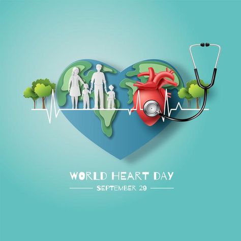 World Heart Day Creative Poster, World Heart Day Creatives, World Heart Day Poster Design, World Heart Day Creative Ads, Heart Poster Design, World Heart Day Poster, Heart Day Poster, Family Holding Hands, Heartbeat Line