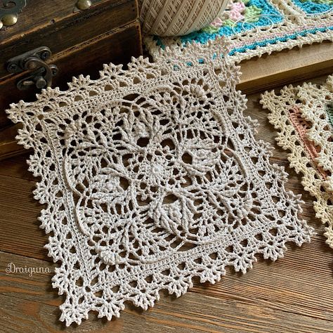 Draiguna Crochet Patterns, Sylvanweave Square, Draiguna Crochet, Julia Hart, Crocheted Doilies, Crochet Lace Pattern, Crochet Blocks, Crochet Thread, Crochet Doily Patterns