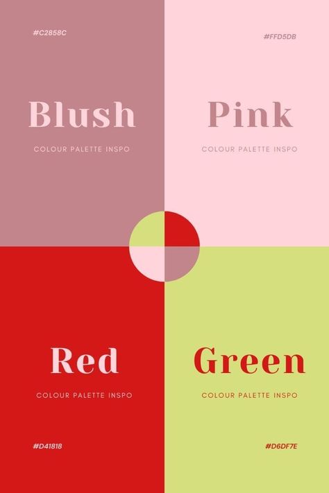 Red Spring Color Palette, Female Colour Palette, Red Green Pink Color Scheme, Light Pink Colour Palette, Color Palette Girly, Etsy Trends 2024, Funky Colour Palette, Color Schemes Bright, Color Pallets Aesthetic