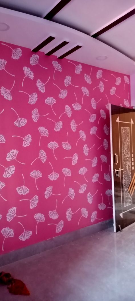 Pink Wall Stencil Ideas, Indian Bedroom Wall Colour Ideas, Bedroom Paint Ideas Indian, Interior Design Living Room Colors Paint Colours Accent Walls, Wall Paint Designs For Hall, Wallpaper In Bedroom, Asian Paints Wall Designs, Home Colour Design, Singer Talent