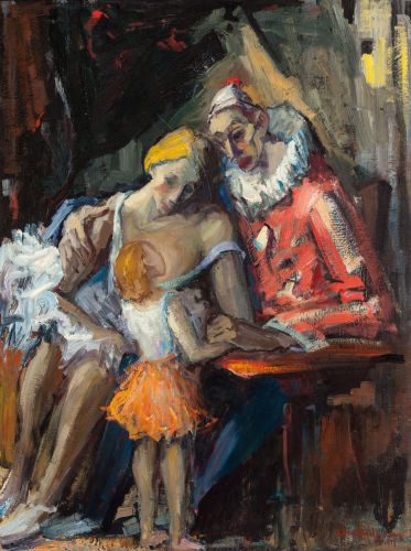 Fine Art - Painting, American:Modern (1900 1949) , Arnold Hoffmann (Russian/American, 1886-1966). CircusFamily, 1951. Oil on canvas. 40 x 30 inches (101.6 x 76.2 cm).Sig... Dark Beauty Photography, Female Artwork, Nude Artwork, Human Figure Drawing, Tableau Art, Wassily Kandinsky, Art Website, Buy Paintings, Paintings For Sale