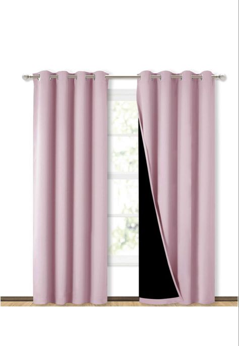 Copper Curtain Rod, Girls Room Curtains, Pink Blackout Curtains, Black Curtain Rods, Dining Room Windows, Pink Curtains, Blackout Blinds, Lavender Pink, Blackout Drapes