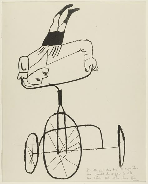 Ben Shahn. Boy on Tricycle. (1947) Rebecca Green, Ben Shahn, Smart Set, Line Drawings, Drawing Prints, A Drawing, American Artists, Upside Down, Illustrations Posters