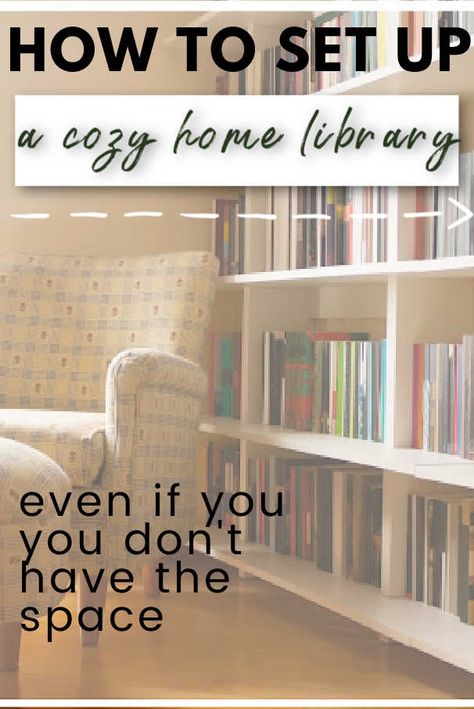 Reading Library Home, Cozy Reading Rooms Home Libraries, Small Library In Living Room, Library In Small Space, Small Space Library Office, Small Apartment Library Ideas, Home Library Aesthetic Cozy, Small Home Library Room Cozy, Small Home Library Design Cozy