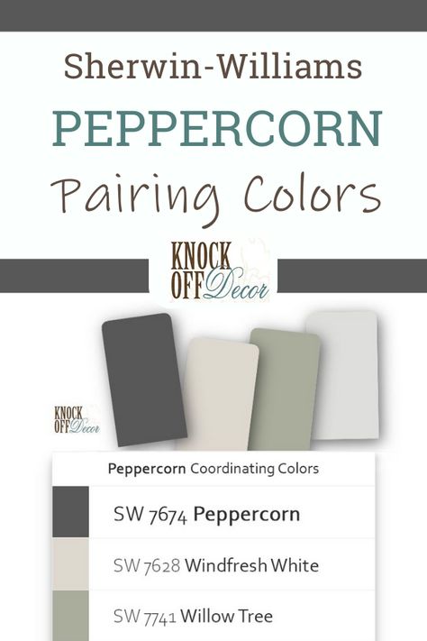 Sherwin Williams Peppercorn Palette, Sw Peppercorn Palette, Colors That Go With Peppercorn Sherwin Williams, Sherwin Williams Peppercorn Color Palette, Colors That Go With Sw Peppercorn, Peppercorn Paint Color Pallet, Peppercorn Accent Wall Living Room, Peppercorn Paint Palette, Coordinating Colors With Peppercorn