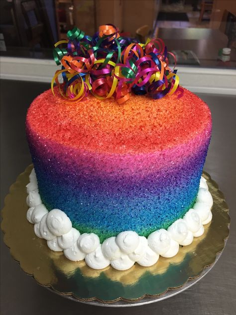 Rainbow Sparkle Cake, Rainbow Glitter Cake, Sparkly Birthday Cake, Glitter Cake Pops, Sequin Cake, Sparkle Cake, 7th Birthday Cakes, Rainbow Sparkle, Rainbow Birthday Party