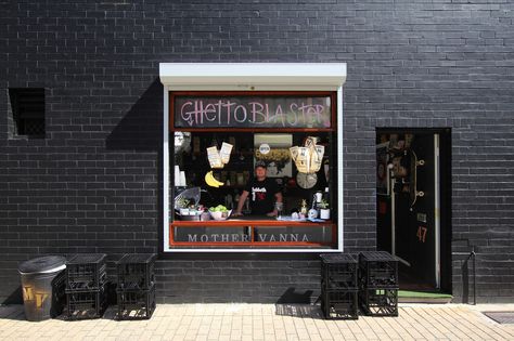 Ghetto Blaster 'hole in the wall coffee shop' in Fremantle - Photographed by NOMA* Hole In The Wall Coffee Shop, Hole In The Wall Cafe, Breakfast Cafe, Cleaning Companies, Industrial Loft, Store Display, Coffee Design, Coffee Shop, Loft