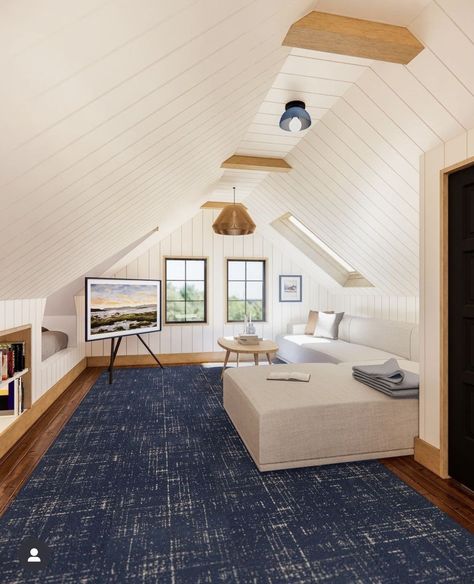 Attic Tv Room, Attic Living Room Ideas, Attic Living Room, Roof Ceiling, Attic Room, Bonus Rooms, Attic Rooms, Idea Board, Tv Room