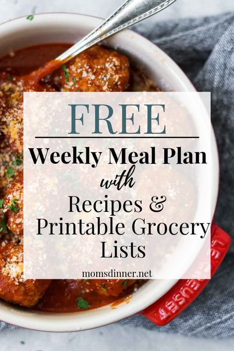 Printable Grocery List Free, Meal Planning Printable Grocery Lists, Weekly Meal Plan Family, Family Dinner Planning, Family Meal Planning Healthy, Free Weekly Meal Plan, Meal Planning Printable Weekly, Family Meal Prep, Printable Grocery List