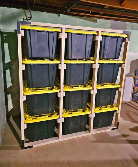 27 Gallon Storage Rack Plans, Tote Rack Plans, Tote Storage Rack on Wheels, Storage Organization Bins, Tote Shelf, Pdf Download, Diy Plans - Etsy Diy Metal Projects, Garage Storage Bins, Shelves Organization, Bin Rack, Space Saving Shelves, Outdoor Hacks, Storage Bin Racks, Garage Storage Racks, Garage Storage Shelves