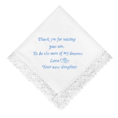 PRICES MAY VARY. SOMETHING BLUE HANDKERCHIEFS - This is our classic Something Blue handkerchief with beautiful cotton lace trim. Something Old, Something New, Something Borrowed, Something Blue" is how the old saying goes. Keep the tradition alive by adding the Something Blue handkerchief to the bride's handbag. It is a perfect keepsake for the bride on her wedding day. QUALITY WEDDING HANDKERCHIEFS - About Size: 32*32cm/12.6*12.6”, beautifully crafted from premium 100% 60S cotton which makes th Wedding Dress Shopping Gifts, Mother Of Bride Handkerchief, Mom Wedding Gift From Bride, Something Blue Gift Ideas, Groom Gift From The Bride, Mother Of The Bride Gifts, Bridal Era, Something Blue For Bride, Grooms Mom