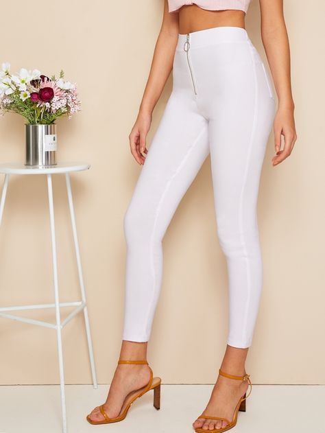 Shop High Waist High Stretch Pocket Jeggings online Australia,SHEIN offers huge selection of Jeans more to fit your fashionable needs. Free Shipping Available √ $4 Off for Your First Order √ Jeans Heels Outfit, Ripped Pants, Jeans Outfit Women, Womens Quilted Jacket, Tie Waist Pants, Latest Jeans, Velvet Trousers, All Jeans, Zipper Pants