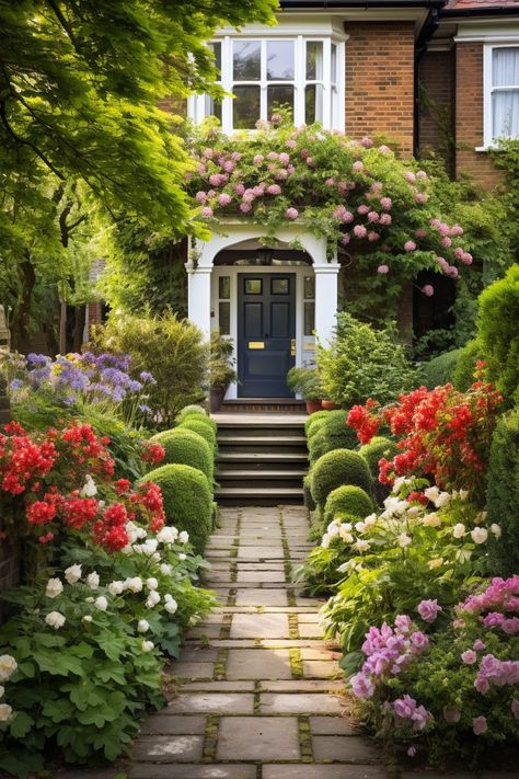 Modern Victorian Garden, Victorian Front Yard Landscaping, Vintage House Outside Victorian, Front Yard Landscaping Victorian Home, Victorian House Driveway Ideas, Victorian House Porch, Victorian Front Steps, Victorian House Front Garden, Victorian Homes Uk