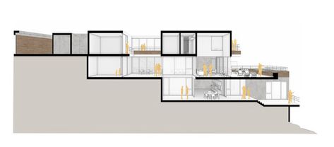 Slope Villa, Arch Concept, Concept Diagrams, House On Slope, Urban Design Concept, Split Level House, Architectural Section, Apartment Architecture, Hotel Architecture