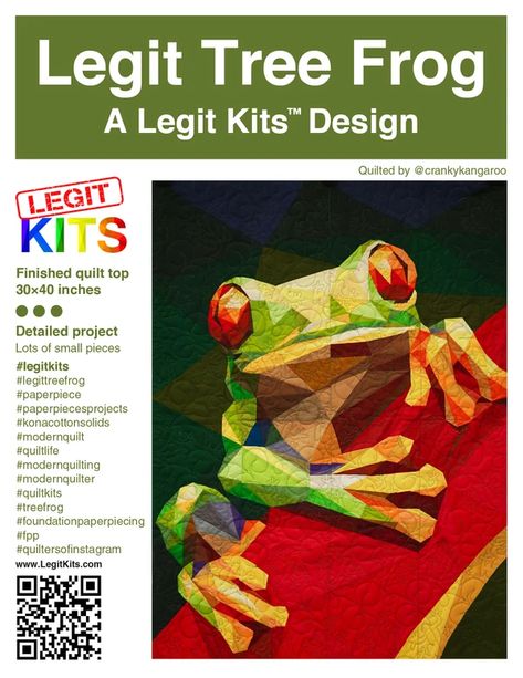 Products Legit Kits Quilts, Frog Quilt, Quilt Top Patterns, Map Fabric, Tree Frog, Foundation Piecing, Paper Piecing Quilts, Paper Piecing Patterns, Foundation Paper Piecing