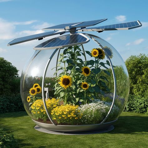 A solar-powered greenhouse to brighten up your garden dreams! 🌻☀️ #sustainableliving #greengarden Green Garden, Solar Powered, Sustainable Living, Solar Power, Solar, Quick Saves