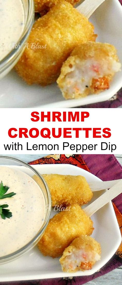 Serve these creamy, crammed with Shrimp, croquettes as an appetizer, snack or light meal #appetizerrecipe #shrimprecipe #holiday #entertain Shrimp Croquettes, Crab Feed, Louisiana Kitchen, Stuffed Pepper Dip, Shrimp Appetizers, Appetizer Bites, Shrimp Dishes, Lemon Pepper, Croquettes